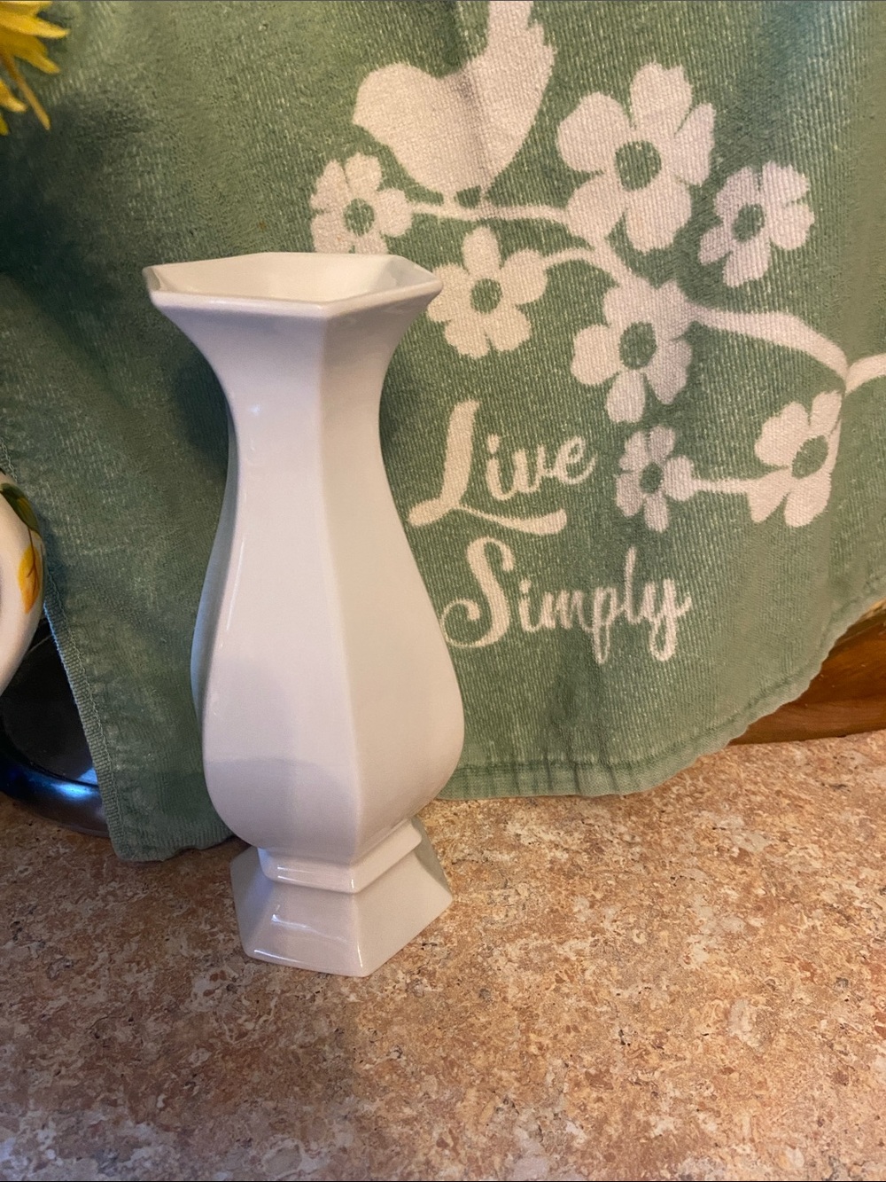 This is a mid-century geometric white ceramic vase by Seltmann Weiden.